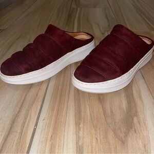 Burgundy Suede Slip-On Mules